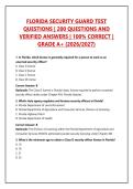 FLORIDA SECURITY GUARD TEST QUESTIONS &vert; 200 QUESTIONS AND VERIFIED ANSWERS &vert; 100&percnt; CORRECT &vert; GRADE A&plus; &lpar;2026&sol;2027&rpar;