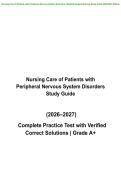 Nursing Care of Patients with Peripheral Nervous System Disorders Questions & Answers &vert; 100&percnt; Verified Solutions &vert; Latest &vert; 2026&ndash;2027