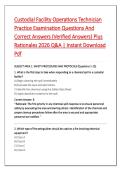 Custodial Facility Operations Technician &NewLine;Practice Examination Questions And &NewLine;Correct Answers &lpar;Verified Answers&rpar; Plus &NewLine;Rationales 2026 Q&A &vert; Instant Download &NewLine;Pdf