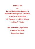 Test Bank for Early Childhood Development&colon; A Multicultural Perspective&comma; 7th edition by Jeffrey Trawick-Smith&comma; Chapter 1-18 &vert; All Chapters