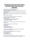 Florida Security Guard Test Practice&NewLine;Questions And Correct Answers&NewLine;2026&sol;2027