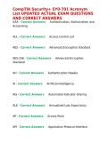 CompTIA Security&plus; SY0-701 Acronym List UPDATED ACTUAL EXAM QUESTIONS AND CORRECT