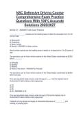 NSC Defensive Driving Course&NewLine;Comprehensive Exam Practice&NewLine;Questions With 100&percnt; Accurate&NewLine;Solutions 2026&sol;2027