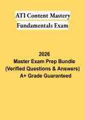 ATI Content Mastery Fundamentals Exam PDF &vert; Study Guide&comma; Practice Questions&comma; Detailed Answers & Comprehensive Review 2026