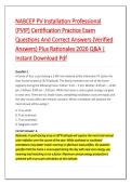 NABCEP PV Installation Professional &NewLine;&lpar;PVIP&rpar; Certification Practice Exam &NewLine;Questions And Correct Answers &lpar;Verified &NewLine;Answers&rpar; Plus Rationales 2026 Q&A &vert; &NewLine;Instant Download Pdf 