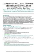 GCP Professional Data Engineer Certification Actual Exam &ndash; Higher Education Cloud Computing Curriculum &ndash; 2026&sol;2027 Academic Year &ndash; Verified Questions and Answers for Advanced Data Engineering and Cloud Architecture Learners