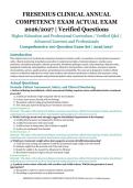 Fresenius Clinical Annual Competency Exam Actual Exam &ndash; Higher Education and Professional Curriculum &ndash; 2026&sol;2027 Academic Year &ndash; Verified Questions and Answers for Advanced Learners and Healthcare Professionals