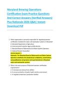 Maryland Brewing Operations &NewLine;Certification Exam Practice Questions &NewLine;And Correct Answers &lpar;Verified Answers&rpar; &NewLine;Plus Rationale 2026 Q&A&vert; Instant &NewLine;Download Pdf 