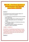 NSG 526 &ndash; Final Exam Questions & Verified Answers with Rationale Latest Edition 2026&sol;2027 