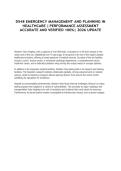 D548 EMERGENCY MANAGEMENT AND PLANNING IN HEALTHCARE &vert; PERFORMANCE ASSESSMENT ACCURATE AND VERIFIED 100&percnt;&vert; 2026 UPDATE&NewLine;&NewLine;