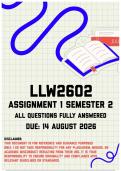 LLW2602 Assignment 1 Semester 2 MEMO &vert; Due 14 August 2026