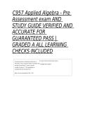C957 Applied Algebra - Pre Assessment exam AND STUDY GUIDE VERIFIED AND ACCURATE FOR GUARANTEED PASS &vert; GRADED A ALL LEARNING CHECKS INCLUDED