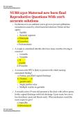 NURS 2310 &vert; Maternal new born f&vert; inal Reproductive  &vert; Questions With 100&percnt; accurate solutions