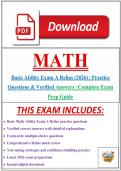 Basic Math Ability Exam A Relias &lpar;2026&rpar; &vert; Practice Questions & Verified Answers &vert; Complete Exam Prep Guide