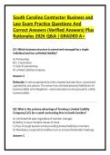 South Carolina Contractor Business and Law Exam Practice Questions And Correct Answers &lpar;Verified Answers&rpar; Plus Rationales 2026 Q&A &vert; GRADED A&plus;