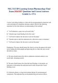 NSG 3113 RN Learning System Pharmacology Final Exam 2026&sol;2027 Questions And Correct Answers Graded A&plus; UTA