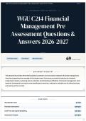 WGU C214 Financial Management Pre Assessment Questions & Answers 2026-2027