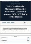 WGU C214 Financial Management Objective Assessment Questions & Answers 2026-2027 &vert; Latest Verified Edition