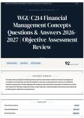 WGU C214 Financial Management Concepts Questions & Answers 2026-2027 &vert; Objective Assessment Review
