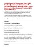 NSC Defensive Driving Course Exam 2026 &vert; Practice Questions&comma; Verified Answers & Detailed Rationales &vert; National Safety Council Study Guide &vert; Just Released This Year PDF &vert; Updated This Year
