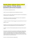Florida 6-20 All Lines Claims Adjuster Exam Questions and Answers 2027&NewLine;