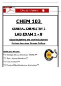 CHEM 103 Lab Exams 1-8&colon; Complete Question Bank & Answers&NewLine;&NewLine;