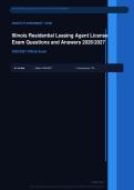 Illinois Residential Leasing Agent License Exam Actual Exam 2026&sol;2027 &ndash; 100&percnt; Verified &vert; Detailed Rationales &ndash; Pass Guaranteed &ndash; A&plus; Graded