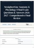 StraighterLine Anatomy & Physiology I Final Exam Questions & Answers 2026&sol;2027 &vert; Comprehensive Final Review