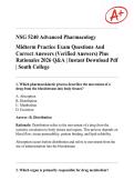NSG 5240 Advanced Pharmacology Midterm Practice Exam Questions And  Correct Answers &lpar;Verified Answers&rpar; Plus  Rationales 2026 Q&A &vert; Instant Download Pdf  &vert; South College