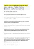 Florida 6-20 All Lines Claims Adjuster Exam Questions and Answers 2027