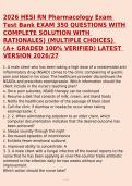 2026 HESI RN Pharmacology Exam Test Bank EXAM 350 QUESTIONS WITH COMPLETE SOLUTION WITH RATIONALES&rpar; &lpar;MULTIPLE CHOICES&rpar; &lpar;A&plus; GRADED 100&percnt; VERIFIED&rpar; LATEST VERSION 2026&sol;27