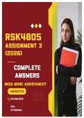 RSK4805 ASSIGNMENT 3 2026 - COMPLETE ANSWERS