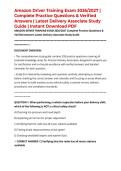 Amazon Driver Training Exam 2026&sol;2027 &vert; Complete Practice Questions & Verified Answers &vert; Latest Delivery Associate Study Guide &vert; Instant Download PDF