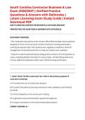 South Carolina Contractor Business & Law Exam 2026&sol;2027 &vert; Verified Practice Questions & Answers with Rationales &vert; Latest Licensing Exam Study Guide &vert; Instant Download PDF