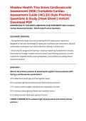 Shadow Health Tina Jones Cardiovascular Assessment 2026 &vert; Complete Cardiac Assessment Guide &vert; NCLEX-Style Practice Questions & Study Cheat Sheet &vert; Instant Download PDF
