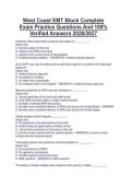 West Coast EMT Block Complete&NewLine;Exam Practice Questions And 100&percnt;&NewLine;Verified Answers 2026&sol;2027