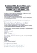 West Coast EMT Block Written Exam&NewLine;Practice Questions And Accurate&NewLine;Answers &lpar;100&percnt; Guaranteed Pass&rpar;&NewLine;2026&sol;2027