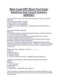 West Coast EMT Block Final Exam&NewLine;Questions And Correct Answers&NewLine;2026&sol;2027