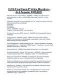 CLTM Final Exam Practice Questions&NewLine;And Answers 2026&sol;2027
