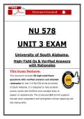 NU 578 Unit 3 Exam &ndash; University of South Alabama &lpar;2026&sol;2027&rpar; High-Yield Questions & Verified Answers with Rationales &lpar;100&percnt; Verified&rpar;