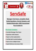 ServSafe Manager Final Exam 2026&sol;2027&comma; Complete Study Guide Questions&comma; Correct Answers&comma; and Detailed Rationales 100&percnt; Guaranteed Pass Graded A&plus;