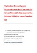 Virginia Solar Thermal Systems &NewLine;ContractorExam Practice Questions And &NewLine;Correct Answers &lpar;Verified Answers&rpar; Plus &NewLine;Rationale 2026 Q&A&vert; Instant Download &NewLine;Pdf 
