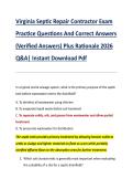 Virginia Septic Repair Contractor Exam &NewLine;Practice Questions And Correct Answers &NewLine;&lpar;Verified Answers&rpar; Plus Rationale 2026 &NewLine;Q&A&vert; Instant Download Pdf 
