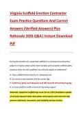 Virginia Scaffold Erection Contractor &NewLine;Exam Practice Questions And Correct &NewLine;Answers &lpar;Verified Answers&rpar; Plus &NewLine;Rationale 2026 Q&A&vert; Instant Download &NewLine;Pdf  
