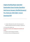 Virginia Roofing Repair Specialist &NewLine;Examination Exam Practice Questions &NewLine;And Correct Answers &lpar;Verified Answers&rpar; &NewLine;Plus Rationale 2026 Q&A&vert; Instant &NewLine;Download Pdf 