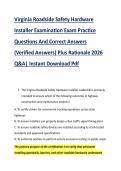 Virginia Roadside Safety Hardware &NewLine;Installer Examination Exam Practice &NewLine;Questions And Correct Answers &NewLine;&lpar;Verified Answers&rpar; Plus Rationale 2026 &NewLine;Q&A&vert; Instant Download Pdf  