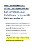 Virginia Residential Remodeling &NewLine;Specialist Examination Exam Practice &NewLine;Questions And Correct Answers &NewLine;&lpar;Verified Answers&rpar; Plus Rationale 2026 &NewLine;Q&A&vert; Instant Download Pdf