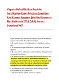Virginia Rehabilitation Provider &NewLine;Certification Exam Practice Questions &NewLine;And Correct Answers &lpar;Verified Answers&rpar; &NewLine;Plus Rationale 2026 Q&A&vert; Instant &NewLine;Download Pdf  