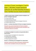 Louisiana Private Investigator Practice &NewLine;Exam &vert; 100 Most Tested Questions &NewLine;Collection & Verified Detailed Answers &vert; &NewLine;Tutor Verified Success Exam&rpar; Graded A&plus; 