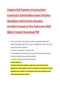 Virginia Rail Systems Construction &NewLine;Contractor Examination Exam Practice &NewLine;Questions And Correct Answers &NewLine;&lpar;Verified Answers&rpar; Plus Rationale 2026 &NewLine;Q&A&vert; Instant Download Pdf 
